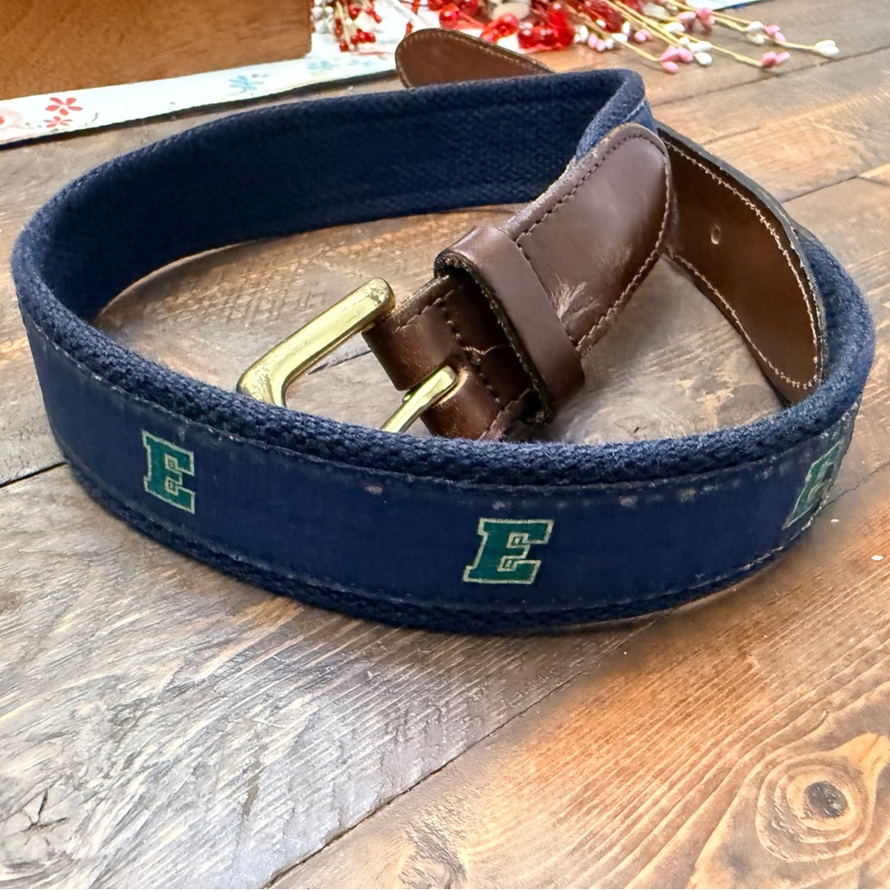 BOYS VINEYARD VINES MULTI COLOR Letter E COTTON/LEATHER BELT SIZE 26